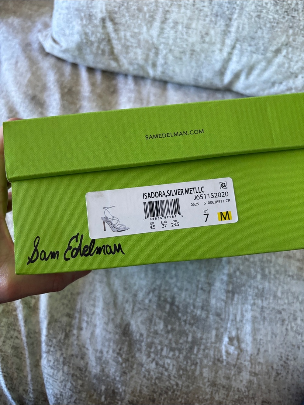 2/$100 SAM EDELMAN NIB Silver Isadora Ankle Strap Sandal, Metallic Heels - Picture 7 of 17
